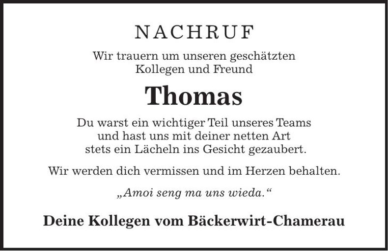 Traueranzeige Thomas Baumgartner