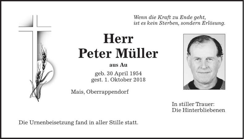 Traueranzeige Peter Müller