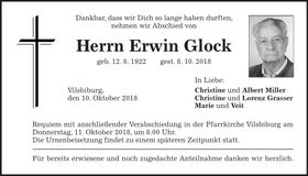 Traueranzeige Erwin Glock
