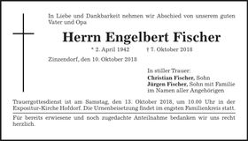 Traueranzeige Engelbert Fischer