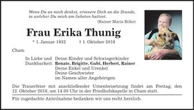 Traueranzeige Erika Thunig