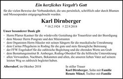 Traueranzeige Karl Dirnberger