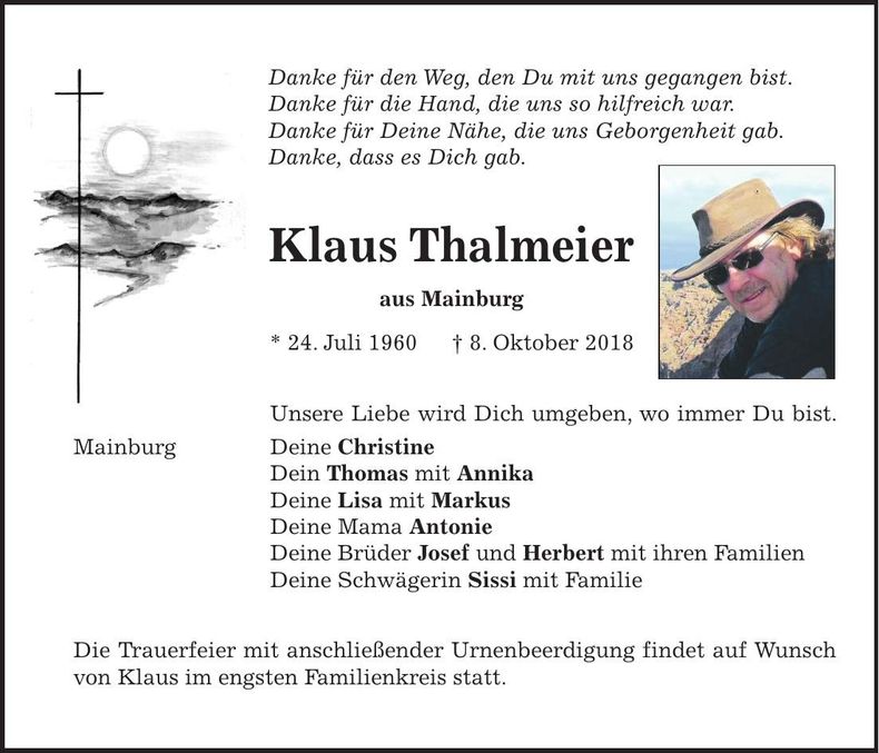 Traueranzeige Klaus Thalmeier