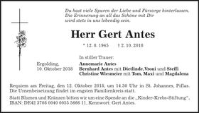 Traueranzeige Gert Antes
