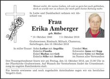 Traueranzeige Erika Amberger