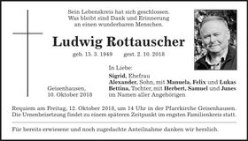 Traueranzeige Ludwig Rottauscher