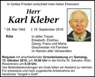 Traueranzeige Karl Kleber