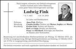 Traueranzeige Ludwig Fink