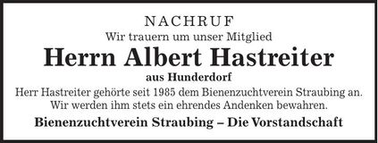 Traueranzeige Albert Hasreiter