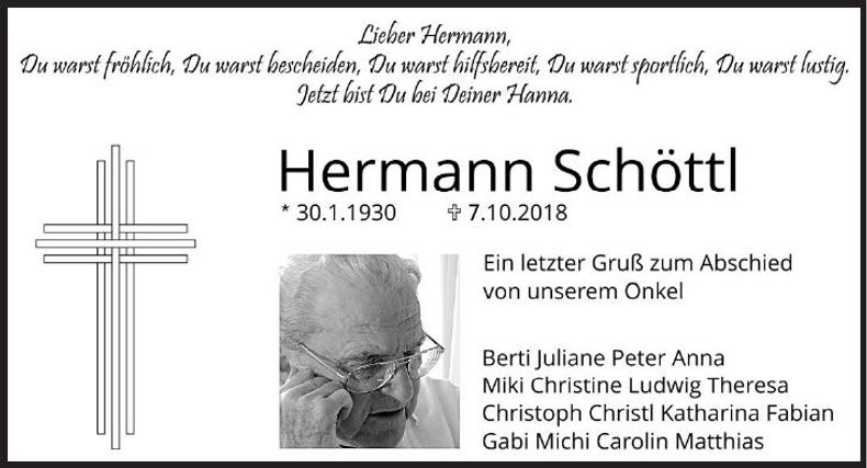 Traueranzeige Hermann Schöttl