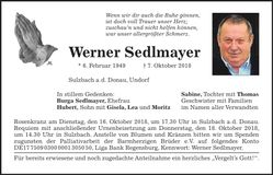 Traueranzeige Werner Sedlmayer