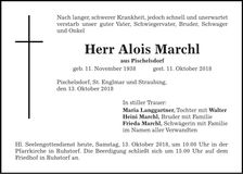 Traueranzeige Alois Marchl
