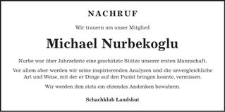 Traueranzeige Michael Nurbekoglu