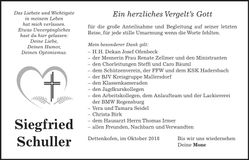 Traueranzeige Siegfried Schuller