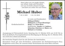 Traueranzeige Michael Huber