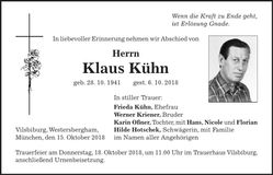 Traueranzeige Klaus Kühn