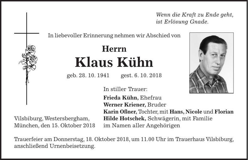 Traueranzeige Klaus Kühn