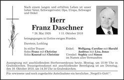 Traueranzeige Franz Daschner