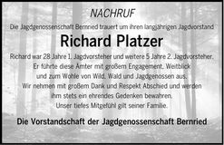 Traueranzeige Richard Platzer