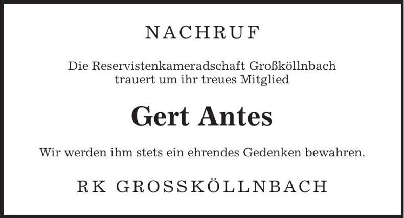 Traueranzeige Gert Antes