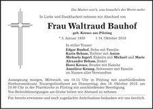 Traueranzeige Waltraud Bauhof