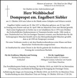 Traueranzeige Engelbert Siebler