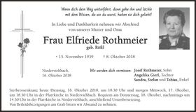 Traueranzeige Elfriede Rothmeier