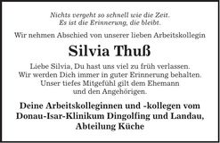 Traueranzeige Silvia Thuß