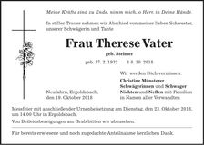 Traueranzeige Therese Vater