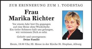 Traueranzeige Marika Richter