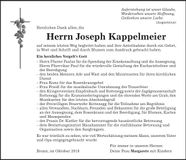 Traueranzeige Joseph Kappelmeier