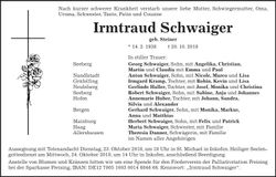 Traueranzeige Irmtraud Schwaiger