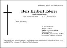 Traueranzeige Herbert Ederer