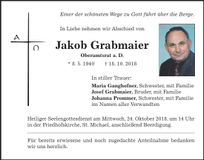 Traueranzeige Jakob Grabmaier