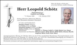 Traueranzeige Leopold Schötz