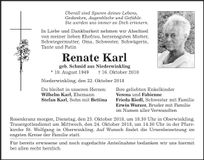 Traueranzeige Renate Karl