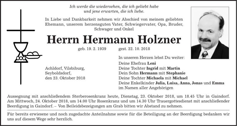 Traueranzeige Hermann Holzner