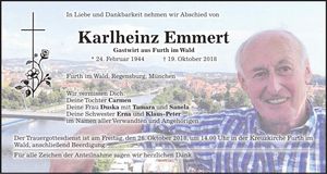 Traueranzeige Karlheinz Emmert