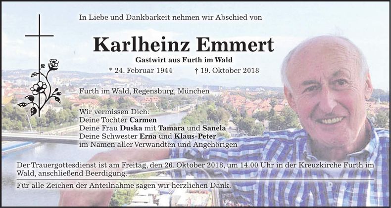 Traueranzeige Karlheinz Emmert