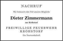 Traueranzeige Dieter Zimmermann