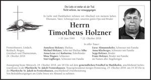 Traueranzeige Timotheus Holzner