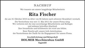Traueranzeige Rita Fischer