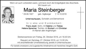 Traueranzeige Maria Steinberger