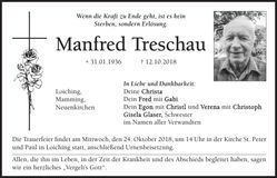 Traueranzeige Manfred Treschau