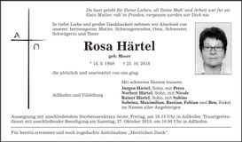 Traueranzeige Rosa Härtel
