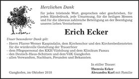 Traueranzeige Erich Ecker