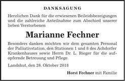 Traueranzeige Marianne Fechner