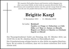 Traueranzeige Brigitte kargl