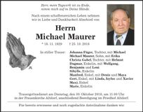 Traueranzeige Michael Maurer