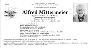 Traueranzeige Alfred Mittermeier